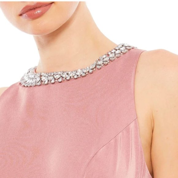 MAC DUGGAL 49093 EMBELLISHED NECK TRUMPET ROSE PINK GOWN sz 12 - Picture 4 of 9